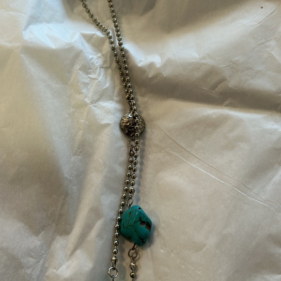 Bohemian Turquoise Colour Long necklace Howlite Stone - Picture 5 of 6